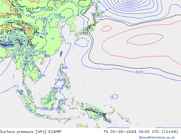 Surface pressure ECMWF Th 30.05.2024 06 UTC