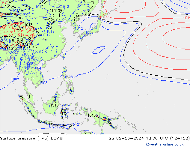 приземное давление ECMWF Вс 02.06.2024 18 UTC