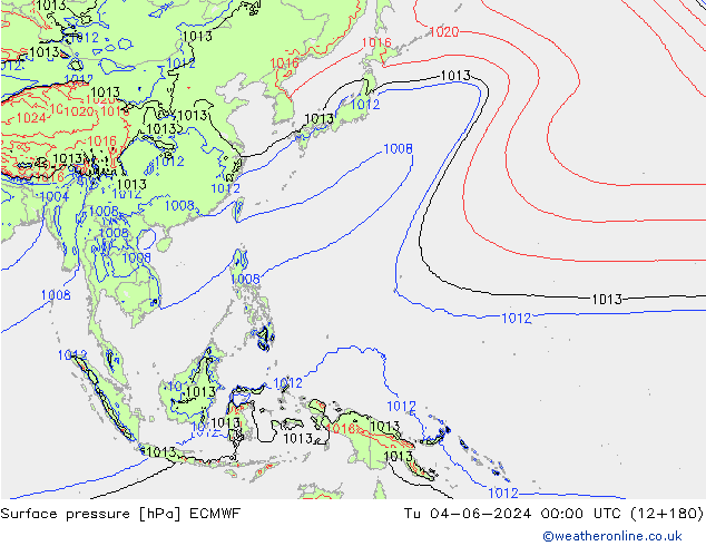 Pressione al suolo ECMWF mar 04.06.2024 00 UTC