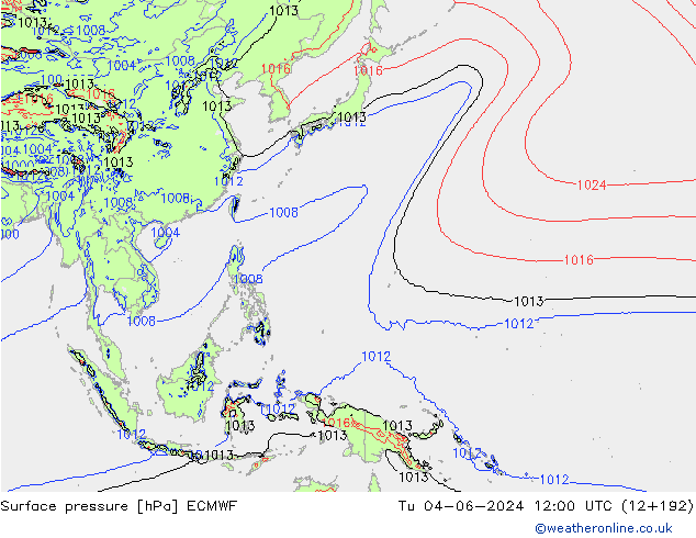 Luchtdruk (Grond) ECMWF di 04.06.2024 12 UTC