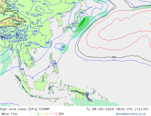 High wind areas ECMWF mar 28.05.2024 18 UTC