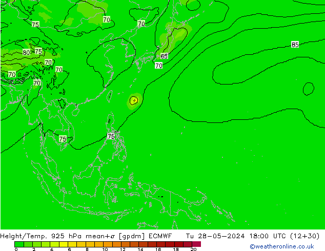 Géop./Temp. 925 hPa ECMWF mar 28.05.2024 18 UTC