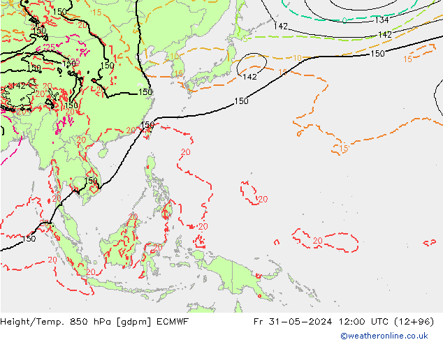 Height/Temp. 850 hPa ECMWF  31.05.2024 12 UTC