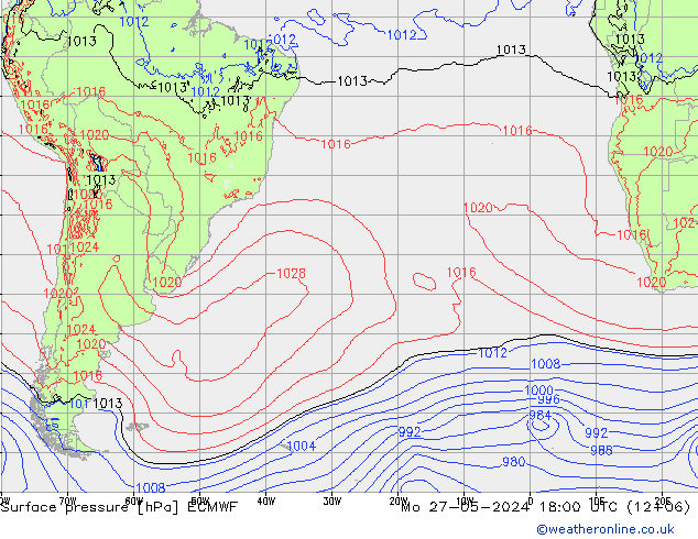 ciśnienie ECMWF pon. 27.05.2024 18 UTC