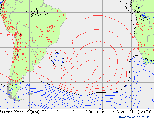 ciśnienie ECMWF czw. 30.05.2024 00 UTC