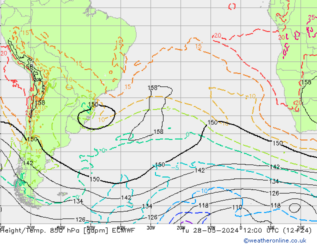 Height/Temp. 850 hPa ECMWF  28.05.2024 12 UTC