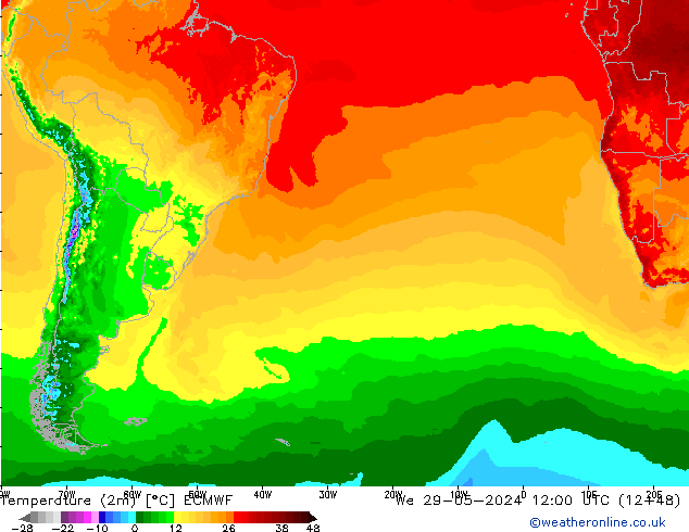 Sıcaklık Haritası (2m) ECMWF Çar 29.05.2024 12 UTC