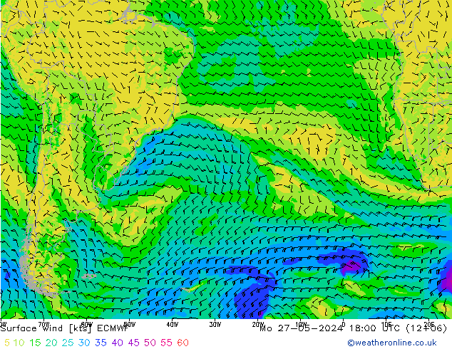 Wind 10 m ECMWF ma 27.05.2024 18 UTC