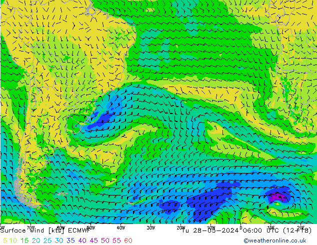 Surface wind ECMWF Tu 28.05.2024 06 UTC