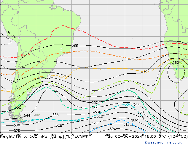 Height/Temp. 500 hPa ECMWF  02.06.2024 18 UTC