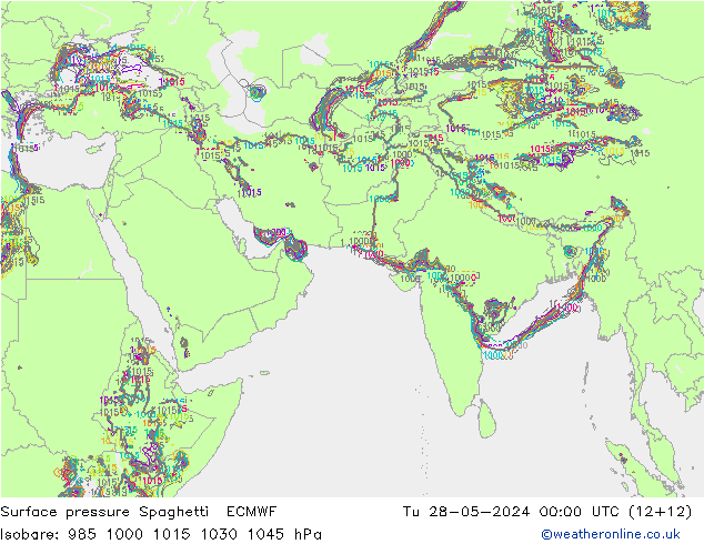 Yer basıncı Spaghetti ECMWF Sa 28.05.2024 00 UTC