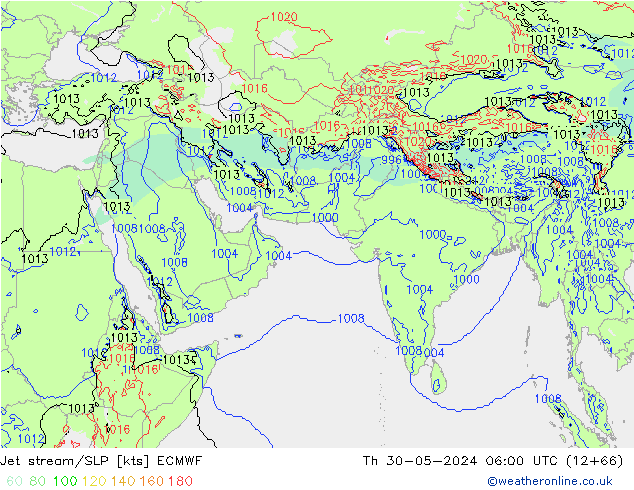 Jet stream ECMWF Qui 30.05.2024 06 UTC