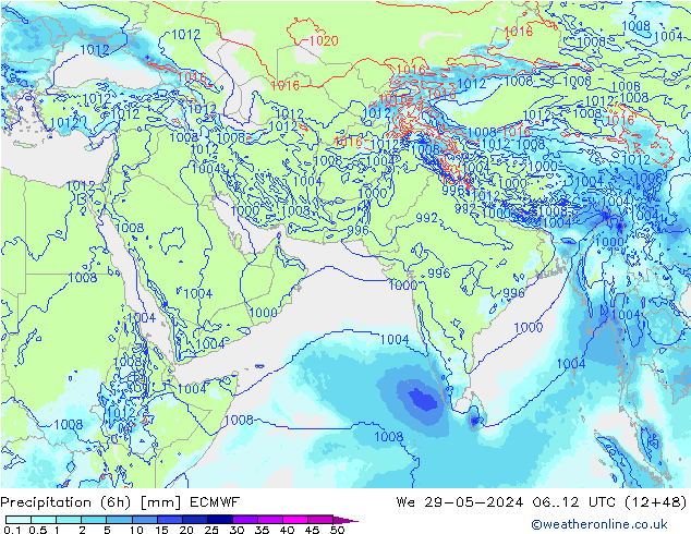 Precipitation (6h) ECMWF St 29.05.2024 12 UTC