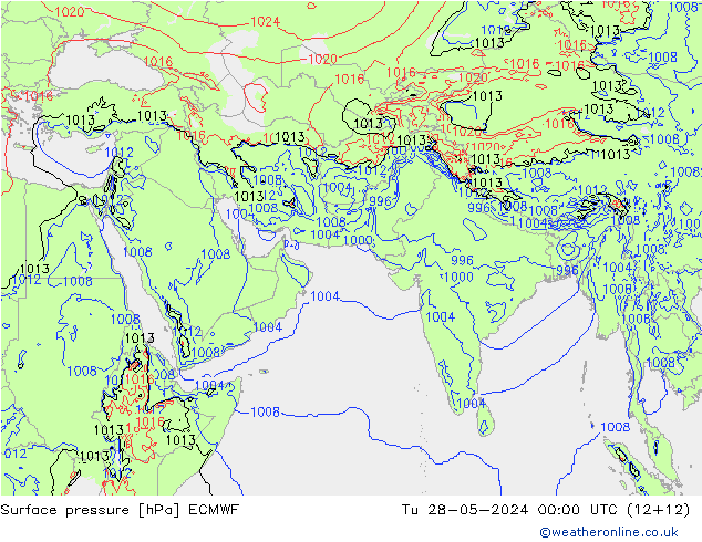 Atmosférický tlak ECMWF Út 28.05.2024 00 UTC