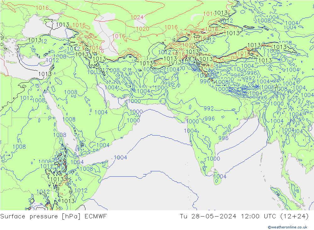 Bodendruck ECMWF Di 28.05.2024 12 UTC