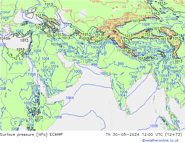 pressão do solo ECMWF Qui 30.05.2024 12 UTC