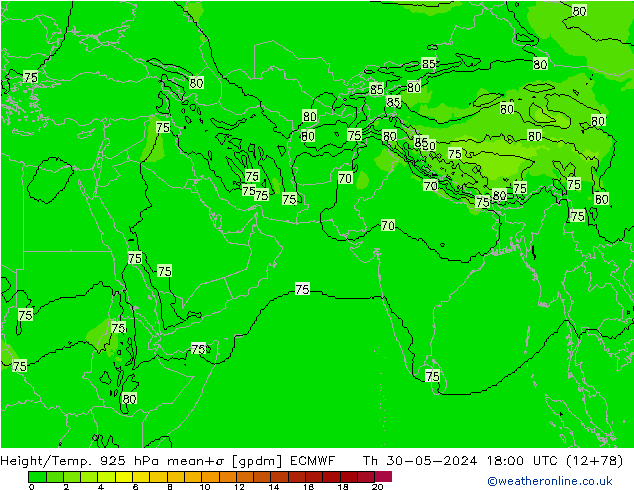 Height/Temp. 925 hPa ECMWF Qui 30.05.2024 18 UTC