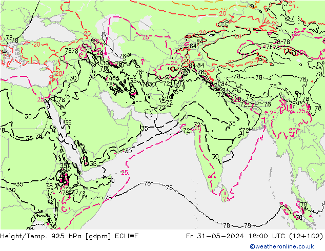 Geop./Temp. 925 hPa ECMWF vie 31.05.2024 18 UTC