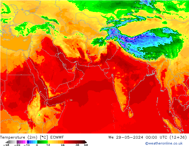 Temperaturkarte (2m) ECMWF Mi 29.05.2024 00 UTC