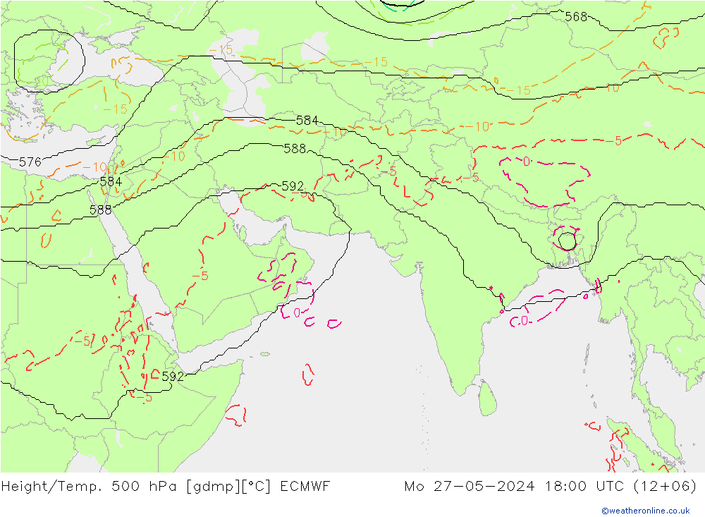 Height/Temp. 500 hPa ECMWF 星期一 27.05.2024 18 UTC