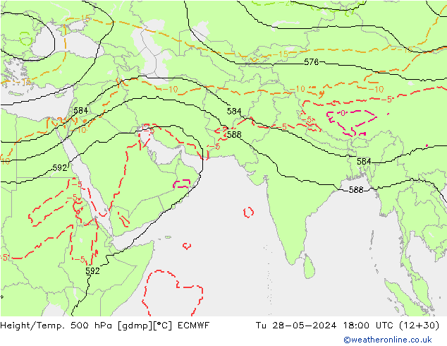 Height/Temp. 500 hPa ECMWF Ter 28.05.2024 18 UTC