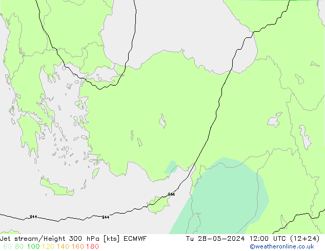 Jet stream/Height 300 hPa ECMWF Tu 28.05.2024 12 UTC