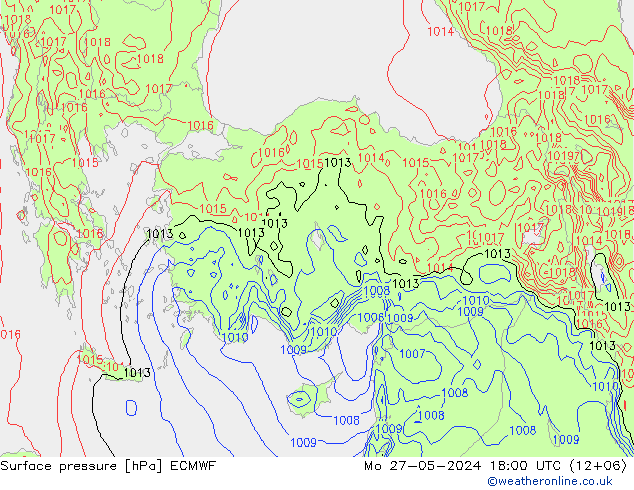 ciśnienie ECMWF pon. 27.05.2024 18 UTC