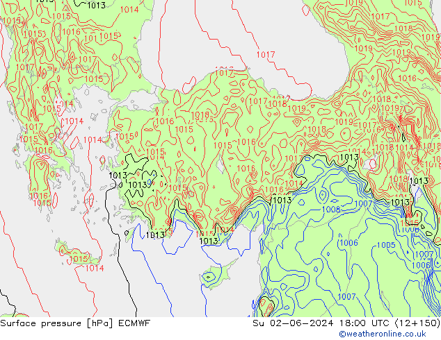 Surface pressure ECMWF Su 02.06.2024 18 UTC