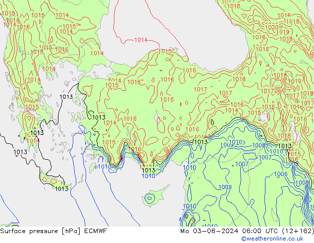 Atmosférický tlak ECMWF Po 03.06.2024 06 UTC