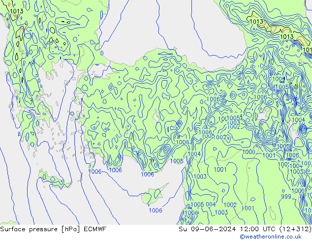 Bodendruck ECMWF So 09.06.2024 12 UTC