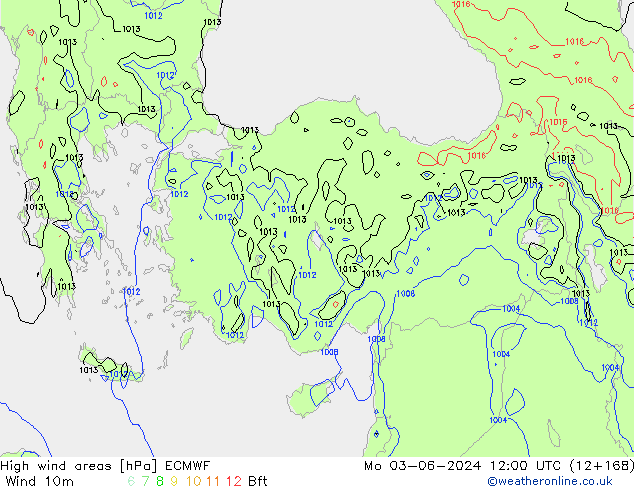 Izotacha ECMWF pon. 03.06.2024 12 UTC