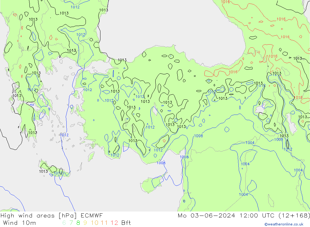 Izotacha ECMWF pon. 03.06.2024 12 UTC