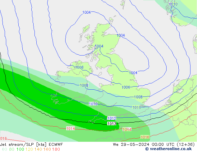 Jet stream/SLP ECMWF We 29.05.2024 00 UTC