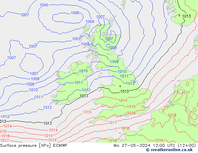 ciśnienie ECMWF pon. 27.05.2024 12 UTC