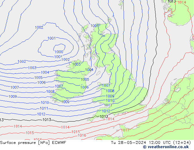 Pressione al suolo ECMWF mar 28.05.2024 12 UTC