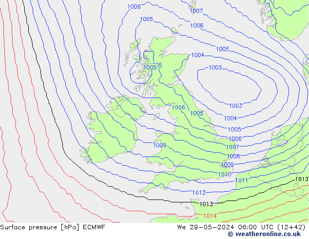 Yer basıncı ECMWF Çar 29.05.2024 06 UTC