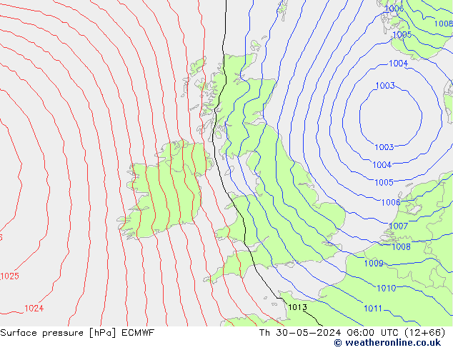 Surface pressure ECMWF Th 30.05.2024 06 UTC