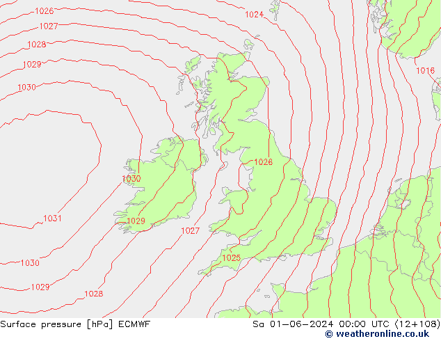 Surface pressure ECMWF Sa 01.06.2024 00 UTC