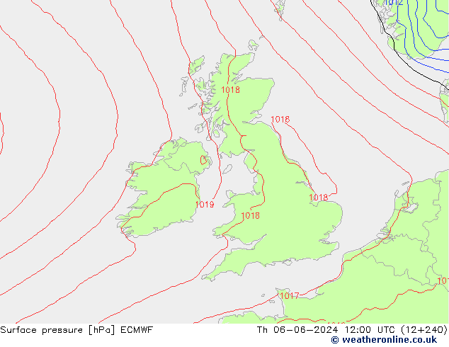 Surface pressure ECMWF Th 06.06.2024 12 UTC