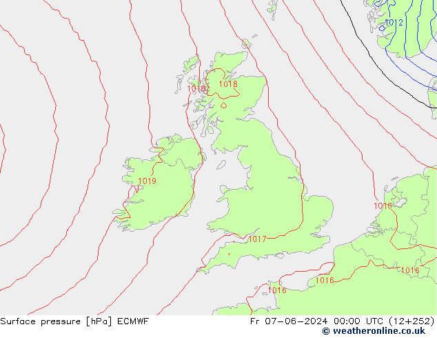 Atmosférický tlak ECMWF Pá 07.06.2024 00 UTC