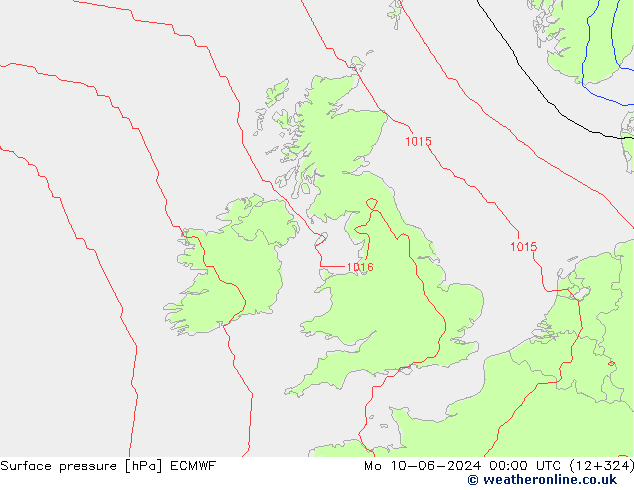 Atmosférický tlak ECMWF Po 10.06.2024 00 UTC