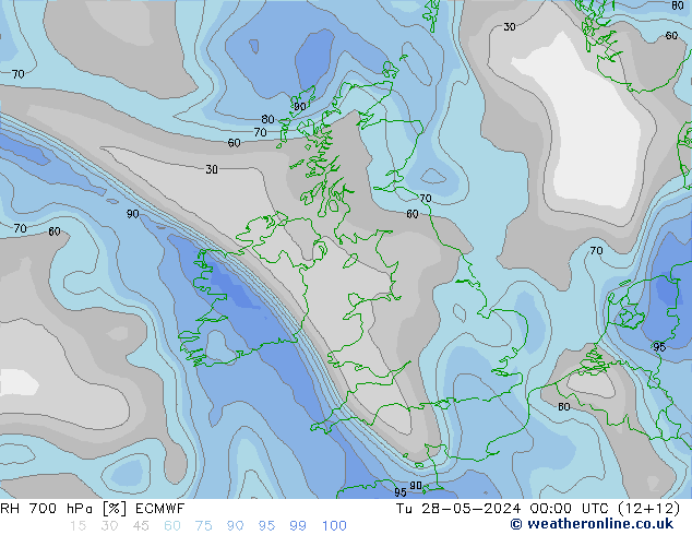 RH 700 hPa ECMWF Tu 28.05.2024 00 UTC