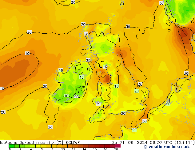 Isotachs Spread ECMWF  01.06.2024 06 UTC