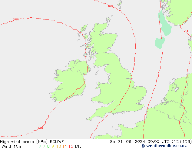 yüksek rüzgarlı alanlar ECMWF Cts 01.06.2024 00 UTC