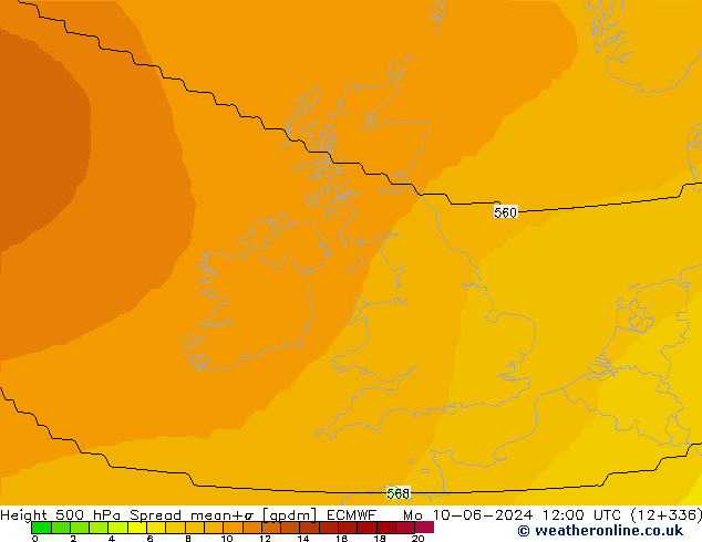 Height 500 hPa Spread ECMWF Mo 10.06.2024 12 UTC