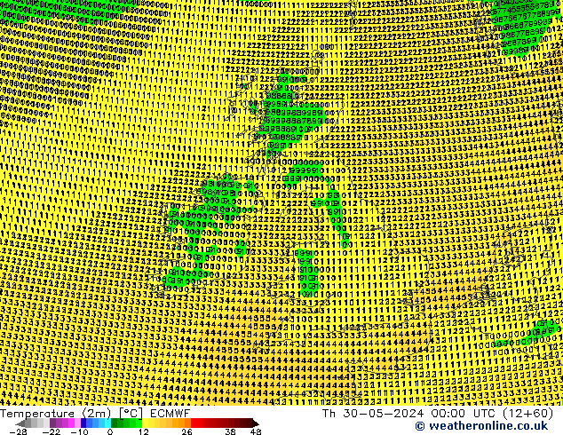 Sıcaklık Haritası (2m) ECMWF Per 30.05.2024 00 UTC