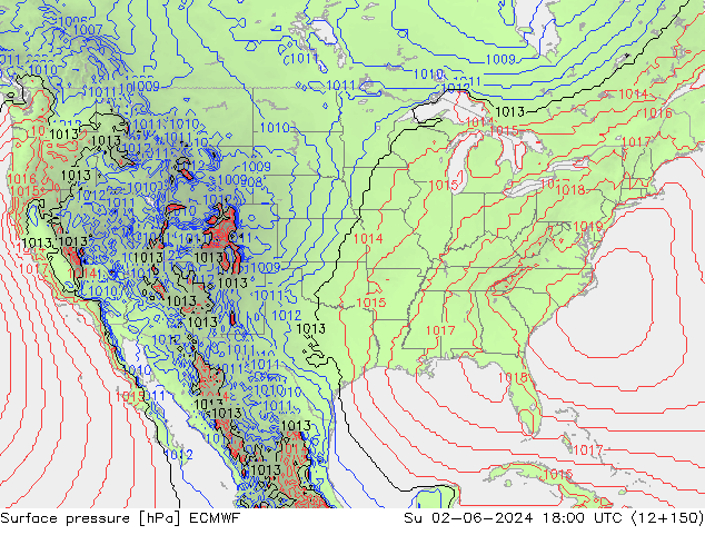 Luchtdruk (Grond) ECMWF zo 02.06.2024 18 UTC