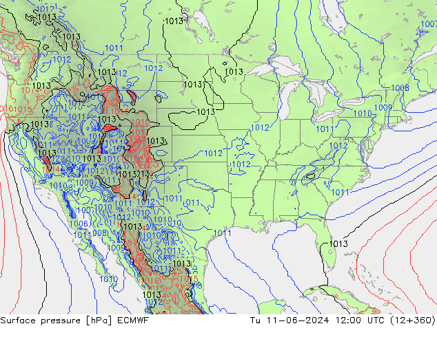 Luchtdruk (Grond) ECMWF di 11.06.2024 12 UTC