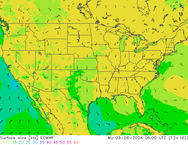 ветер 10 m ECMWF пн 03.06.2024 06 UTC