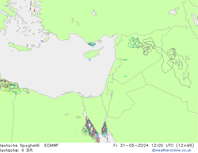 Isotachen Spaghetti ECMWF Fr 31.05.2024 12 UTC